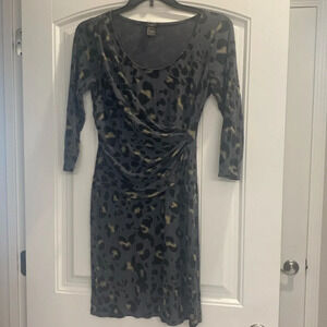Ann Taylor size small stretchy animal print sheath dress with faux wrap